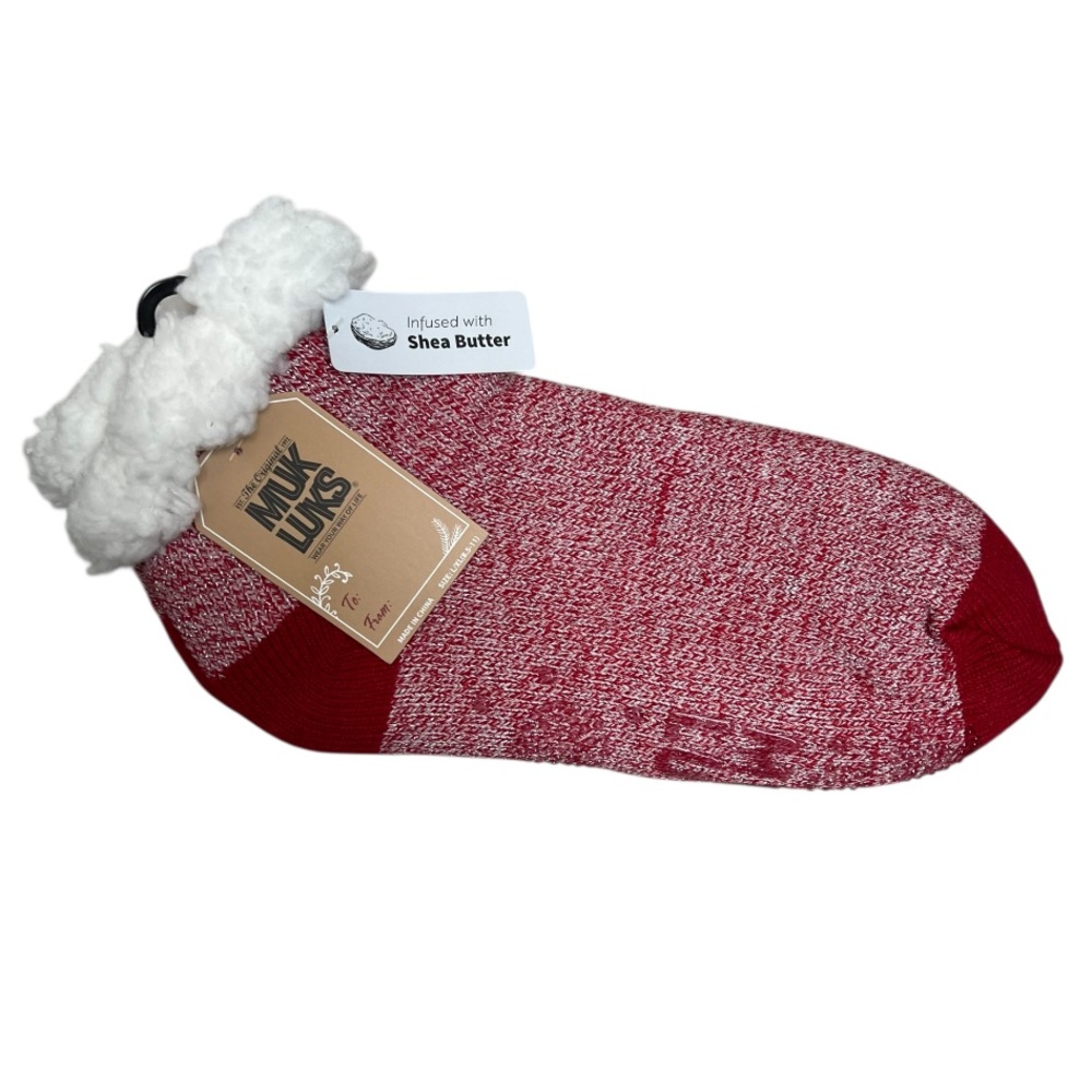Muk Luks Giftable Shea Butter Infused Ankle Winter Socks Size L/XL in Red